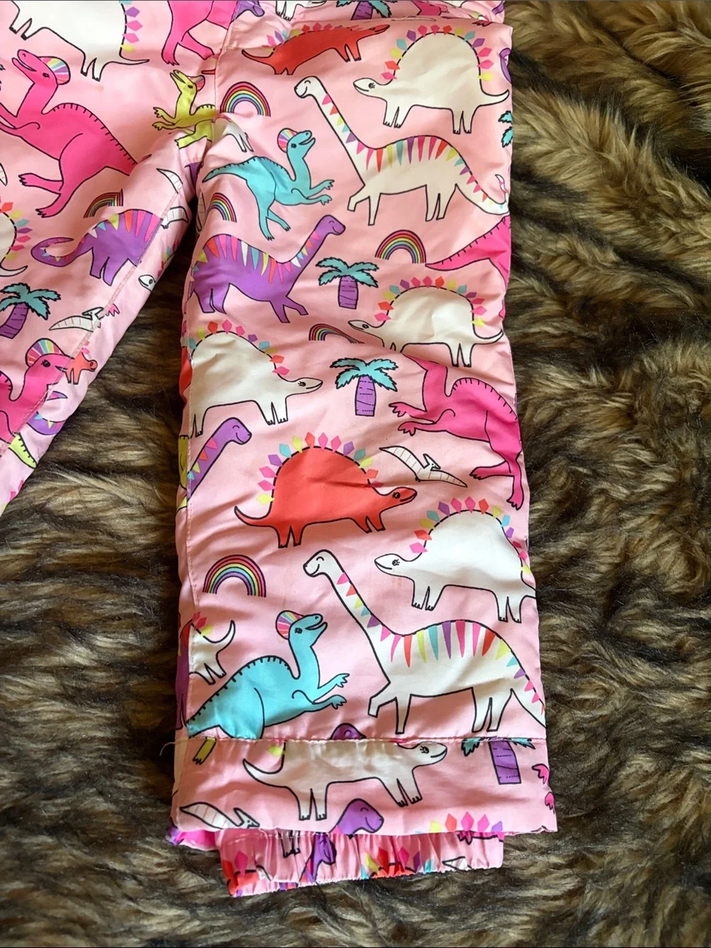 The Children's Place Pink Dinosaur Print Snow Bib Overalls Size 4T
